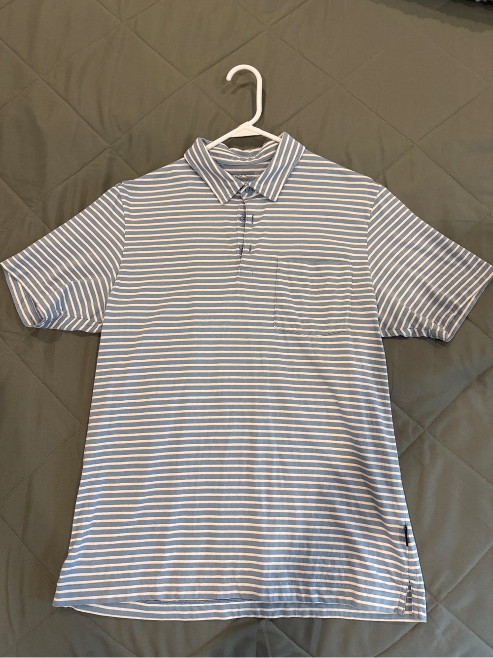 Patagonia Daily Polo Men's Light Blue & White Striped Polo Shirt